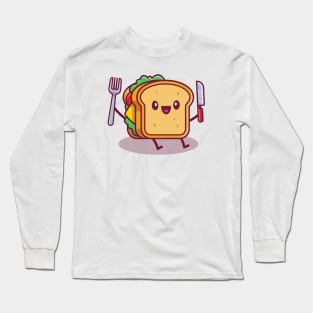 Cute Sandwich Holding Knife And Fork Long Sleeve T-Shirt